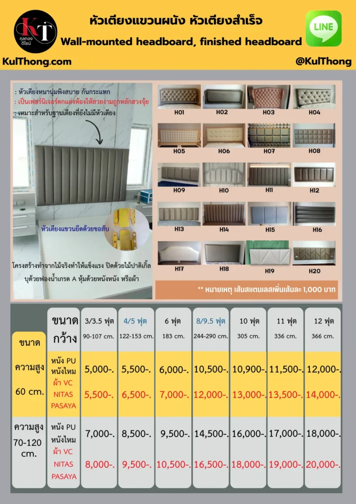 หัวเตียงแขวนผนัง หัวเตียงสำเร็จ หัวเตียงอย่างเดียว